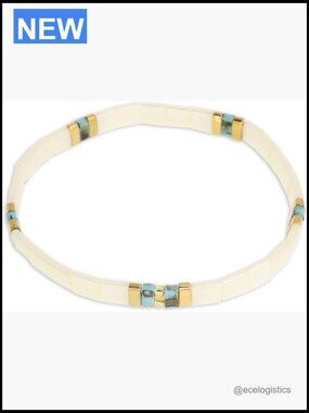 Flat Beaded Stretch Bracelets for Women, Trendy Unique Square Beads Handmade